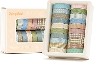 20 Rolls Basic Washi Tape Set Japanese Arts Adhesive Tapes Simple Patterns Decorative Masking Tape Sets for Craft, Kids, Scrapbook, DIY, Gift Wrapping (Style Four)