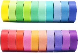 VIVIQUEN Washi Tape Set, 20 Rolls Colored Masking Tape, 15mm Rainbow Pastel Writable Colorful Washi Tapes for Painting, DIY Scrapbook Designs