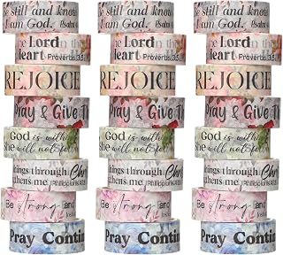 24 Rolls Back to School Christian Washi Tape | Religious Scripture Bible Verse Washi Tape for Bible Journaling Crafting Students Bible Study Stationery