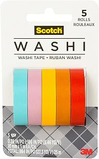 Scotch Washi Tape, Summer Design, 5 Rolls, Great for Bullet Journaling, Scrapbooking and DIY D&eacute;cor (C1017-5-P4)