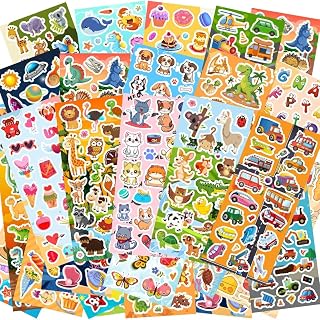 48 Sheets Stickers for Kids, Cute Stickers Variety Pack for Scrapbooking | Teachers Classroom Prizes, Goodie Bag Stuffers Including Animals, Cars, Dinosaurs, Fishes, Hearts, Stars and More