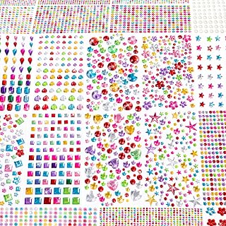 6124Pcs Gem Stickers-Self-Adhesive Face Jewelry Stickers, Acrylic Gems DIY Crafts, Sparkling Heart-Shaped Rhinestone for Kids, for Party & Holiday Supplies