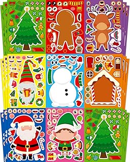 SmilinFit Christmas Stickers, Toddlers Stocking Stuffers for Kids, DIY Christmas Crafts for Kids Party Favors Supplies, Party Activity Games Classroom Decorations Gifts