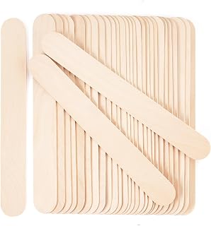 60 PCS Jumbo Popsicle Sticks,8 Inch Natural Wooden Craft Sticks | Large wooden sticks for craft models,plant labels,waxing use,mixing tasks and art supply organization