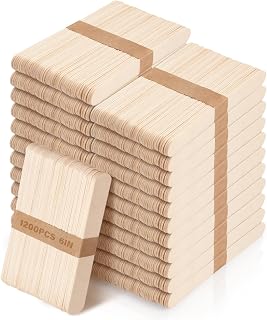 1200 Pack Wooden Craft Sticks, 6 Inch Jumbo Wood Sticks for DIY Crafts | Ice Pop Sticks, Painting, Stirring, Wax Applicators and School Projects