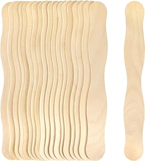 WISYOK 8 inch Craft Sticks, 20 Pack, Wavy, Wood | Popsicle Sticks for Wedding Programs, Fan Handles, DIY Crafts, Painting Mixing, School Projects