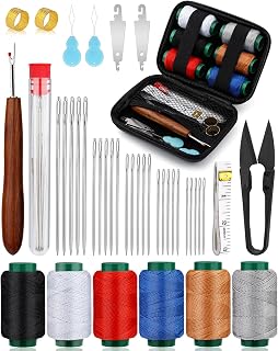 TLKKUE Sewing Kit for Adults, Steel Needles for Hand Sewing | 40 Pcs Sewing Kit with Sewing Needles Storage Bag Threads Thimbles Seam Rippers for Repair Clothing(6Color Upholstery Thread)