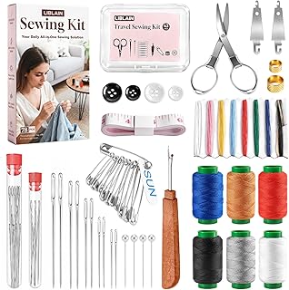 LIBLAIN Sewing Kit with Big Eye Steel Needles for Adults | Needle and Thread Kit for Hand Sewing, 43Pcs Mini Travel Sewing Kit Included, 78Pcs