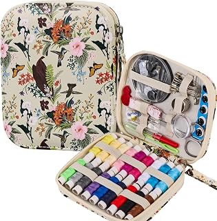 Travel Basic Hand Sewing Kit for Adults with Sewing Thread | Professional Portable Sewing Supplies,Garden Style Butterflies Sewing Kit for Beginners