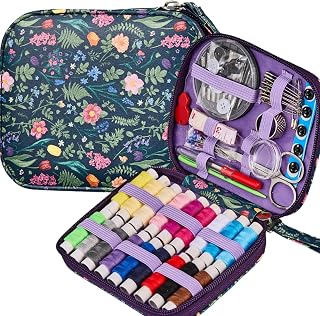 Bobode Travel Floral Basic Sewing Kit for Adults | Printing Tulips Sewing Kit with Sewing Thread,Professional Sewing Accessory for Beginners,Emergency,Arts Craft DIY