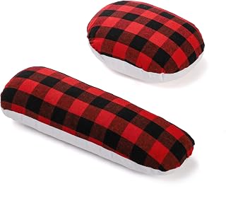 WRINGKIT 2 Pack Tailor's Ham, Solid Seam Roll Set, Red and Black Plaid | Linen and Doll Cotton Press Ham, Tailors Ironing Ham for Pressing Darts, Collar, Long Curved Seam, Cuffs