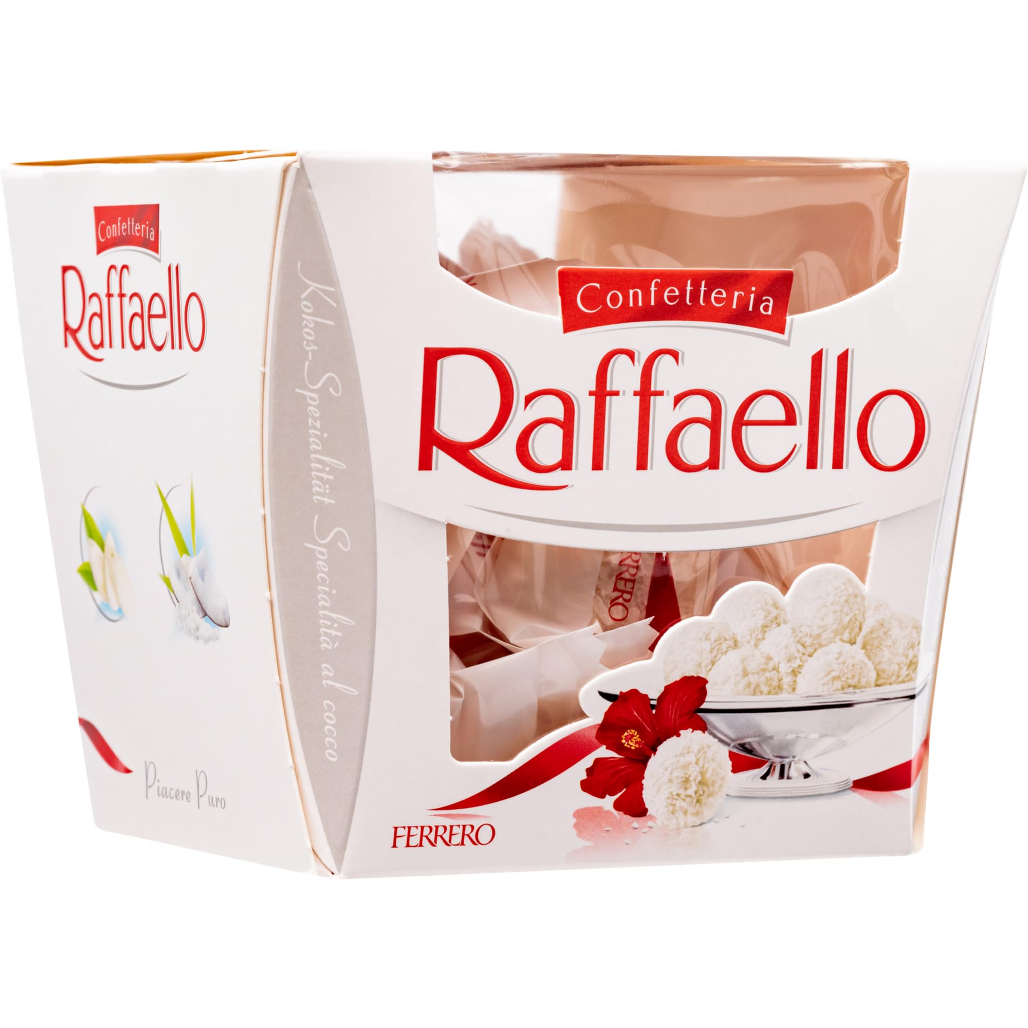 Raffaello Confetteria by Ferrero, Coconut Almond Candy Gift Box, Individually Wrapped Crispy Wafer Treats with Creamy Filling & Whole Almond, European Confectionery, 150g / 2.82oz