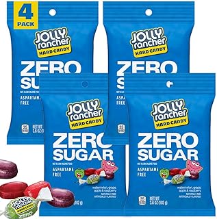 Zero Sugar Jolly Ranchers Hard Candy, 3.6 Ounce Bag (Pack of 4), Sugar Free Candy, Individually Wrapped Hard Candy, The Hampton Popcorn & Candy Company