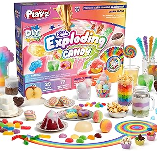 Playz Edible Exploding Candy Making Kit for Kids Age 8-12, 29+ Fun Science | Experiments kit DIY Explosive Chemistry kit for kids Rock, Gummy Chocolate, hard candy maker STEM Toys/gift for Girls & Boys