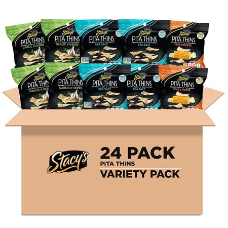 Stacy's Pita Thins Snack Chips, 3 Flavor Variety Pack, 1 oz Bags, 24 Count Multipack