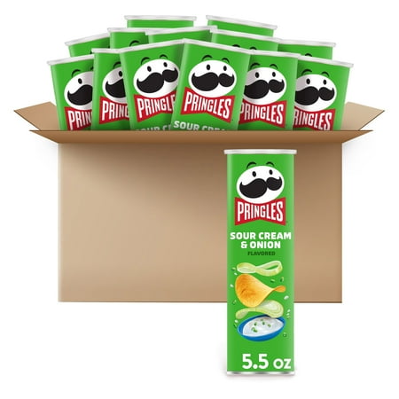 Pringles Sour Cream and Onion Potato Crisps Chips, Lunch Snacks, 14 Count