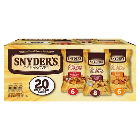 Snyder's of Hanover Pretzel Pieces, Variety Pack of Pretzels, 2.25 oz, 20 Ct