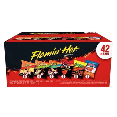 Frito Lay Flamin Hot Variety Pack Snack Chips, 38.75 oz, 42 pack