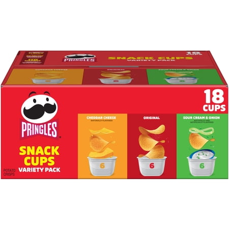 Pringles Variety Pack Potato Crisps Chips, Lunch Snacks, 18 Count