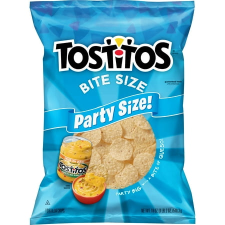 Tostitos Bite Size Tortilla Chips Party Size Snack Chips, 18 Ounce Bag