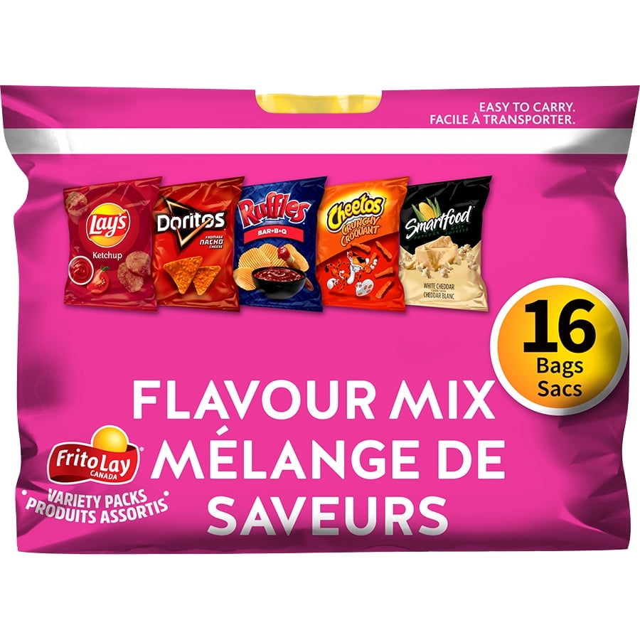 Frito-Lay Variety Pack | Lays Ketchup, Doritos, Ruffles BBQ, Cheetos, Smartfood | 16ct x 28g