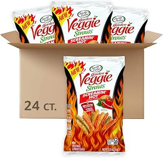 Sensible Portions Garden Veggie Straws, Screamin' Hot, 0.75 Oz (Pack of 24)