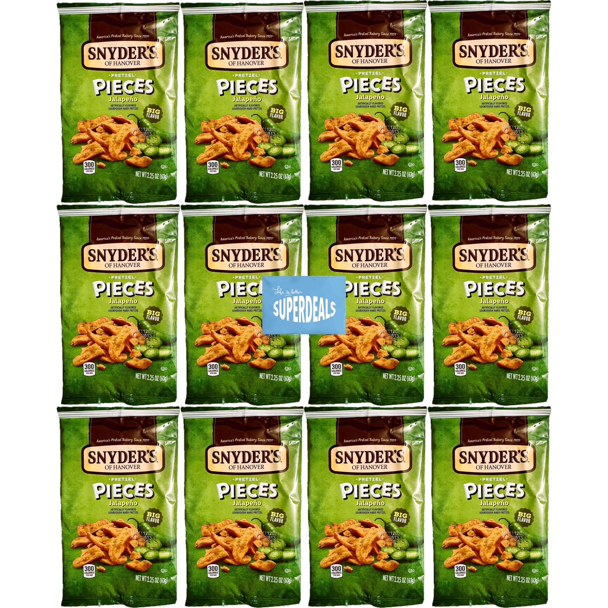 Snyder's of Hanover Pretzel Pieces, Jalapeno, 2.25 oz Pack of 12 bundled by SUPERDEALS with mystery gift in every order