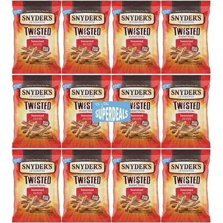 Snyder's of Hanover Pretzel, Seasoned Twisted Pretzel Sticks, 2.25 oz Pack of 12 bundled by SUPERDEALS with mystery gift in every order