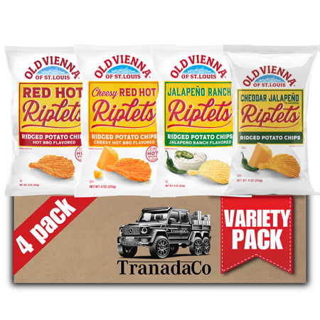 Old Vienna of St. Louis Ridged Potato Chips Spicy Variety 9oz Bags (Pack of 4) by TranadaCo