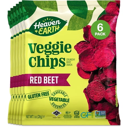 Heaven & Earth Beet Chips 1oz (6 Pack) Crisp and Delicious | Gluten Free | Certified Kosher (including Passover)