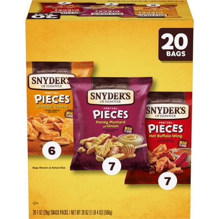 Snyder's of Hanover, Variety Pack of Pretzel Pieces, Individual Packs, 20 Ct