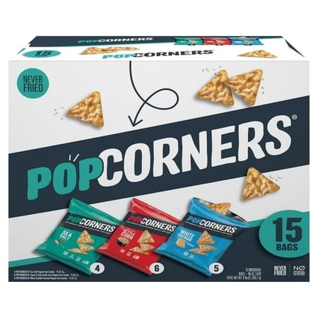PopCorners Popped Corn Snack Chips, 3 Flavor Variety Pack, 15 Count Multipack.