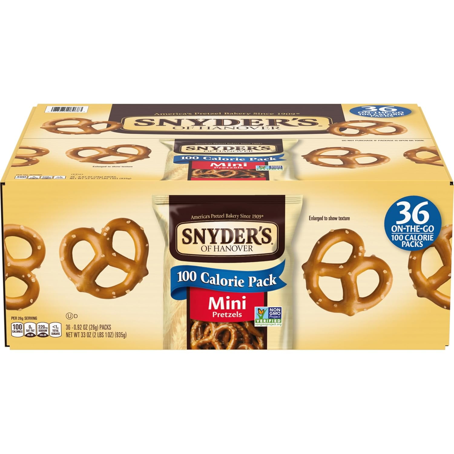 Mini Pretzels, 100 Calorie Individual Packs, 36 Ct
