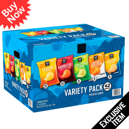 Variety Pack Potato Chips, 1 oz Bags, 42 Pack - Assorted Classic Snack Chips