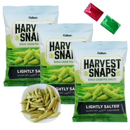 Harvest Snaps Lightly Salted Green Pea Snack Crisps, Vegetable Snacks Veggie Chips Gluten-Free Lunch Party Snacking 1.75 oz 3 Pack with 2 Snoep in Beperkte Oplage