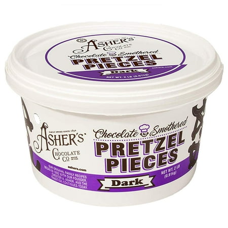 Asher's Chocolates, Chocolate Covered Pretzels, Bulk Smothered Pretzels, Gourmet Sweet and Salty Candy, Small Batches of Kosher Chocolate, Family Owned Since 1892 (2lbs, Dark Chocolate)