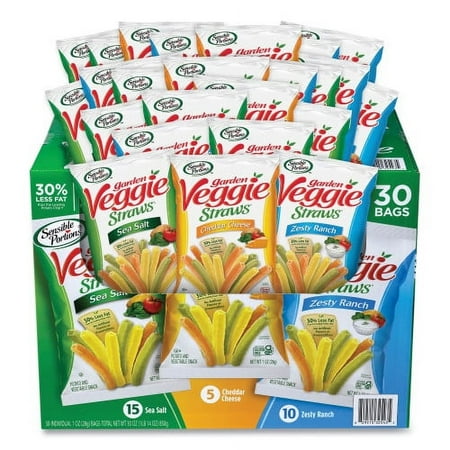 Veggie Straws, Cheddar Cheese/Sea Salt/Zesty Ranch, 1 oz Bag, 30 Bags/Carton, Delivered in 1-4 Business Days