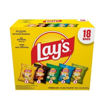 Lay's Snacks Mix Potato Chips Variety Pack, 1 oz, 18 Count