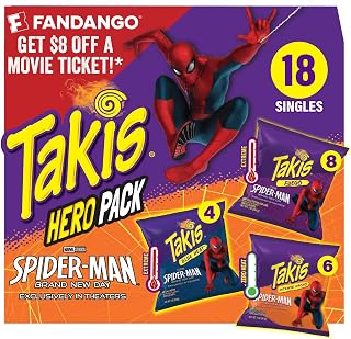 Takis Assorted Hero Variety Pack Rolled Tortilla Chips, 18 Count | (8) Fuego, (6) Blue Heat, (4) Intense Nacho, Non-Spicy to Extremely Spicy, 1oz Individual Bags for Snacking
