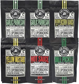 Pop Daddy Flavored Pretzel Sticks Variety Pack, 7.5oz Individual Bags, 6 Pk | Gourmet Pretzels, Kosher, Pretzel Snack Packs, Great for Sharing