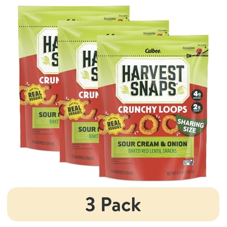 (3 pack) Harvest Snaps Crunchy Loops Sour Cream & Onion 6.4oz Bag