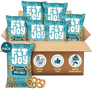 FitJoy Sea Salt Pretzel Twists, Gluten Free, 5 oz, Pack of 6 | Grain Free Pretzels, Non-GMO Vegan Snacks, Dairy Free, Nut Free - Chickpea & Cassava Flour - No Rice Flour, No Corn Starch