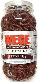 Wege Circle Pretzel O's, Round Salted Pretzels, 22 Oz. Barrel