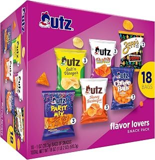 Utz Flavor Lovers Mix Variety Pack, 18 oz Bags (18 Count) | Includes Party Mix, Honey Barbeque, Salt 'N Vinegar, Red Hot and Zapp's Voodoo chips, plus Cheese Balls; 18 bags