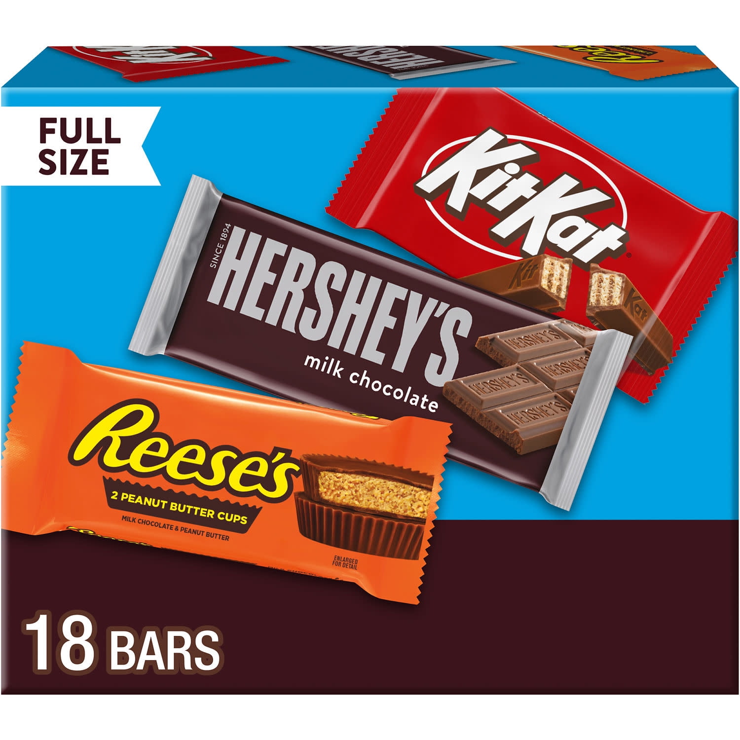 Hershey's, Kit Kat And Reese's Assorted Milk Chocolate Candy, Bulk Variety Box 27.3 oz, 18 Pieces