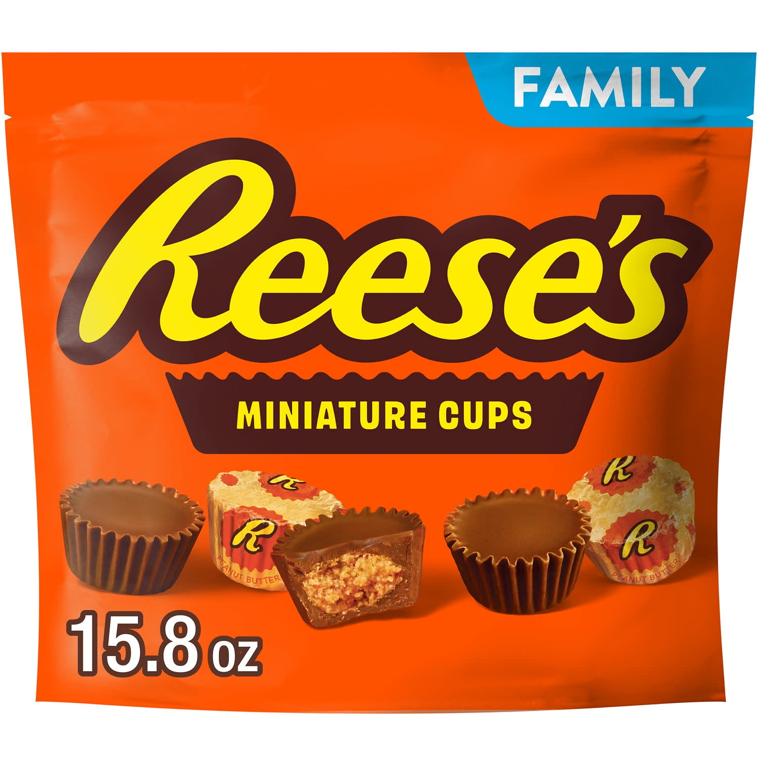 Reese's Miniatures Chocolate Peanut Butter Cups Candy, Family Pack, 15.8 oz