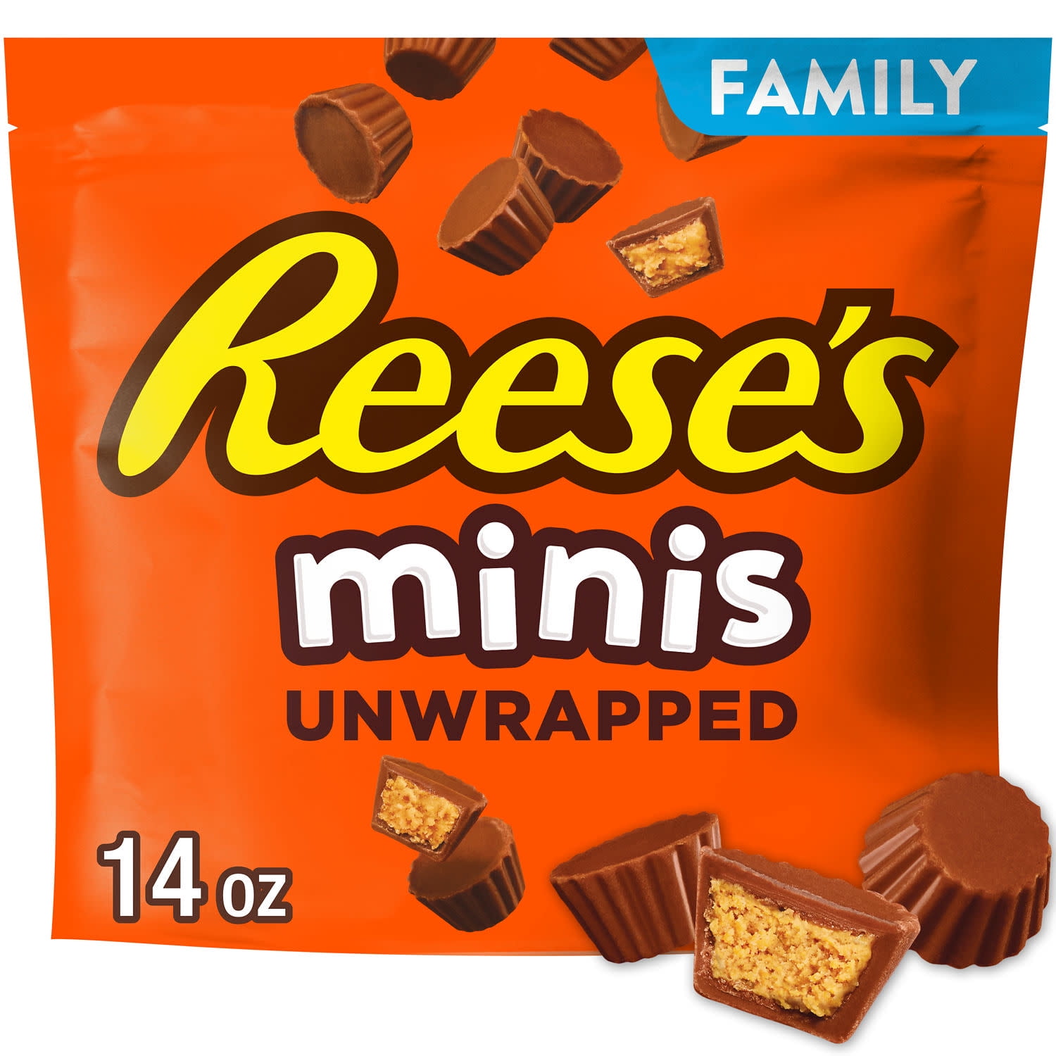 Reese's Minis Unwrapped Chocolate Peanut Butter Creme Cups Candy, Family Pack 14 oz