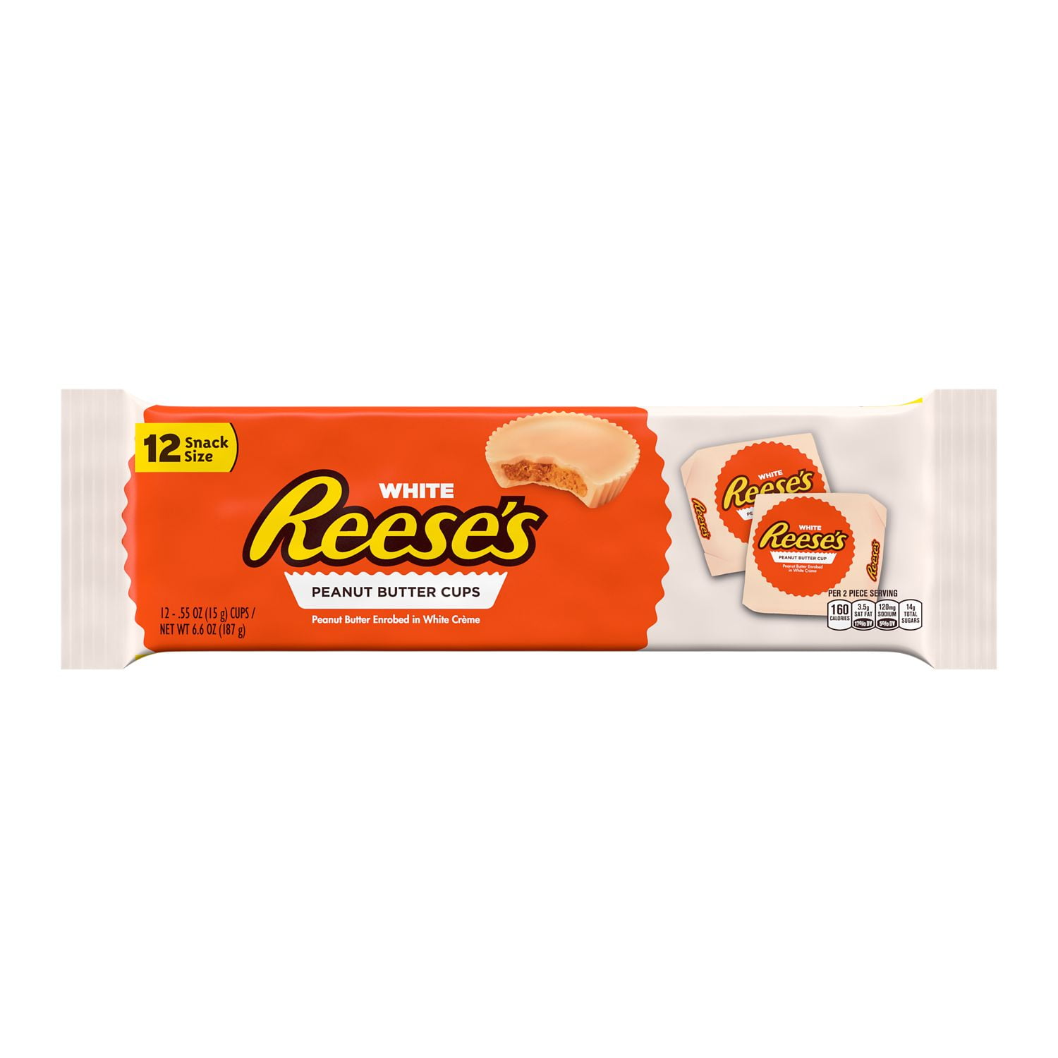 Reese's White Creme Snack Size Peanut Butter Cups Candy, Packs .55 oz, 12 Count