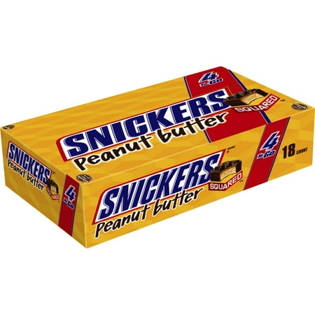 Snickers Peanut Butter Squared 4 to Go Chocolate Candy Bars, 3.56 oz. Pack, 18 Ct.Box