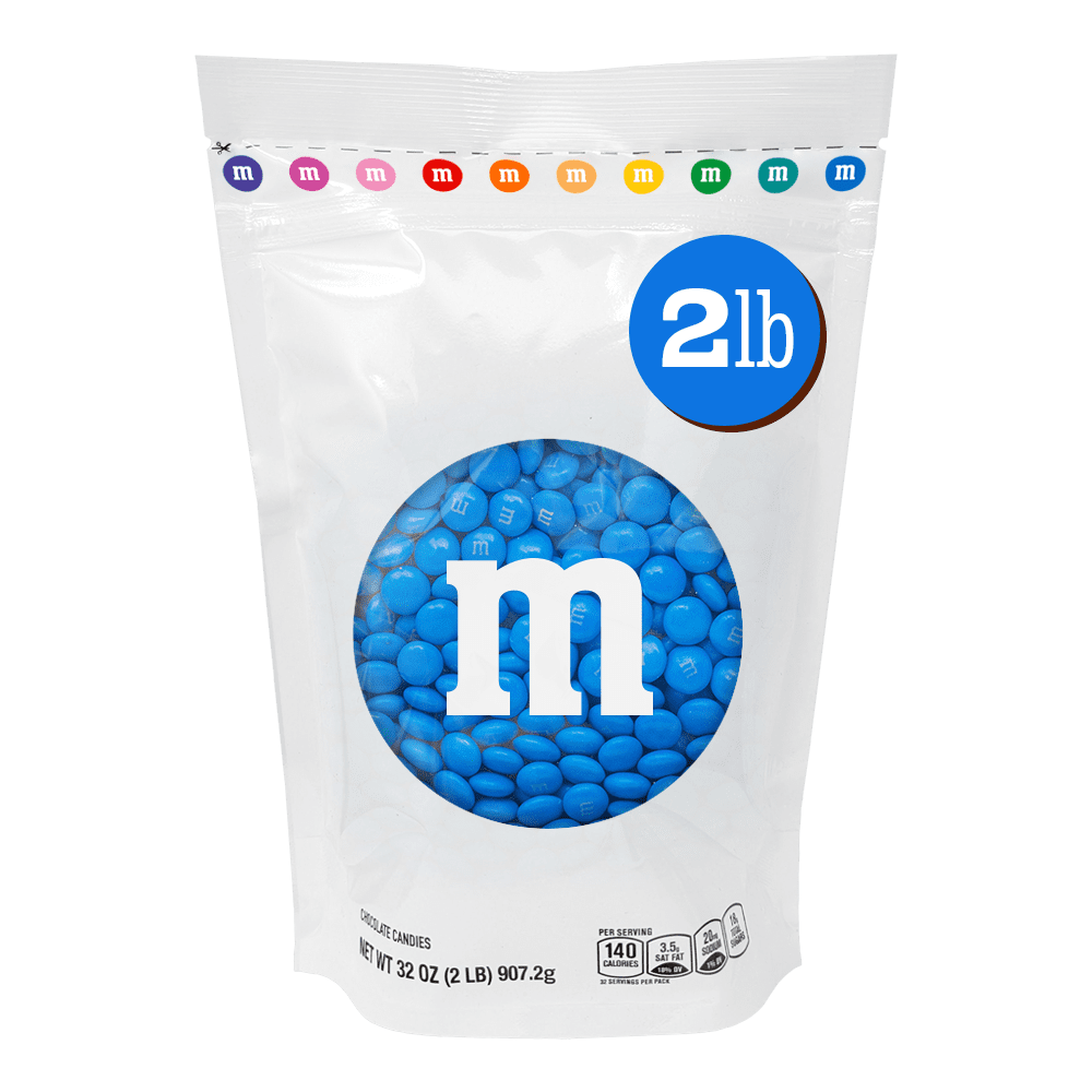 M&M'S Blue Milk Chocolate Candy, 2 lb Bag for Celebrations and Party Favors
